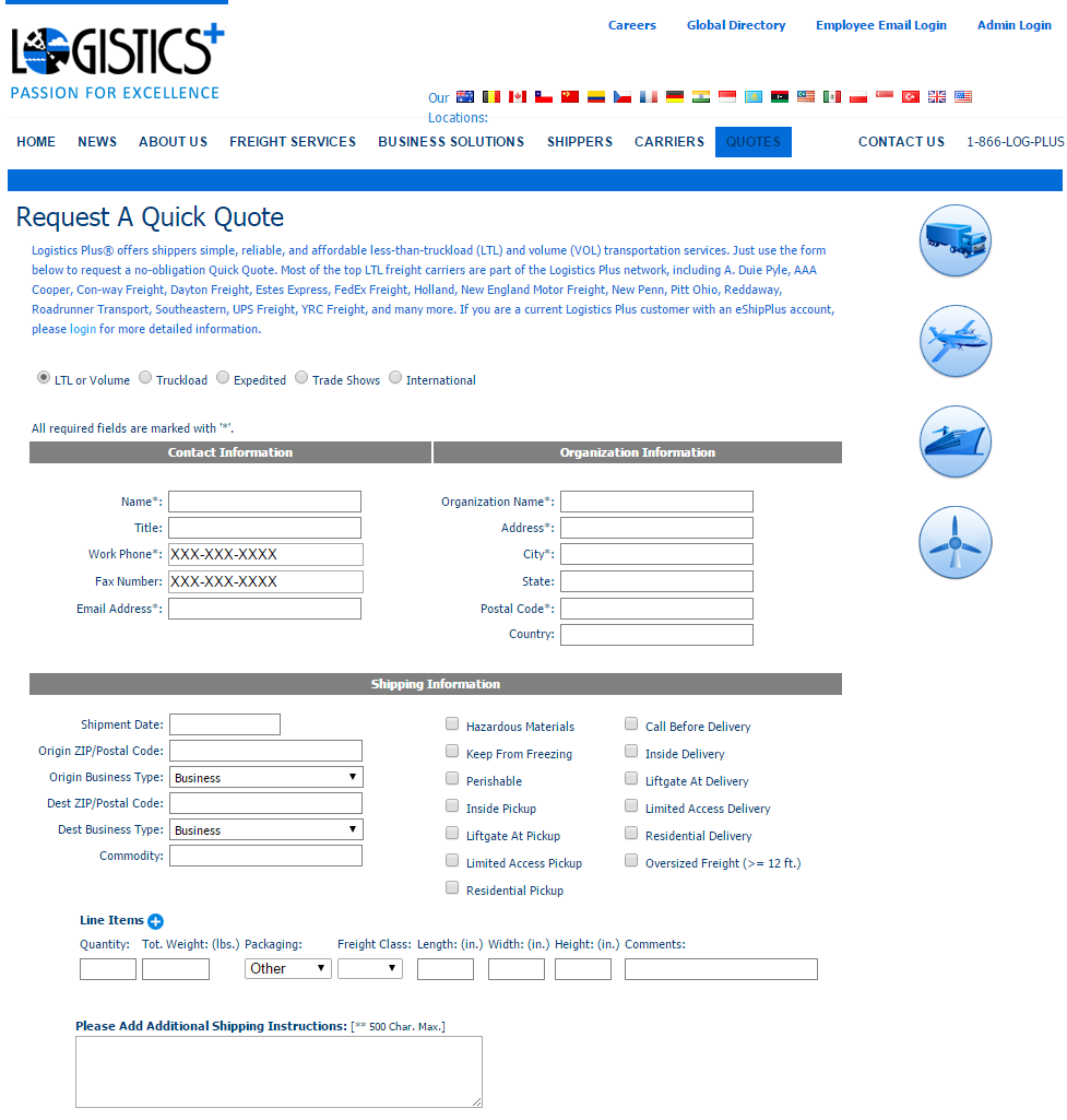 Get Quick Quotes from Logistics Plus