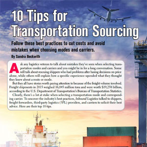 Logistics Plus Transportation Sourcing Advice in Inbound Logistics
