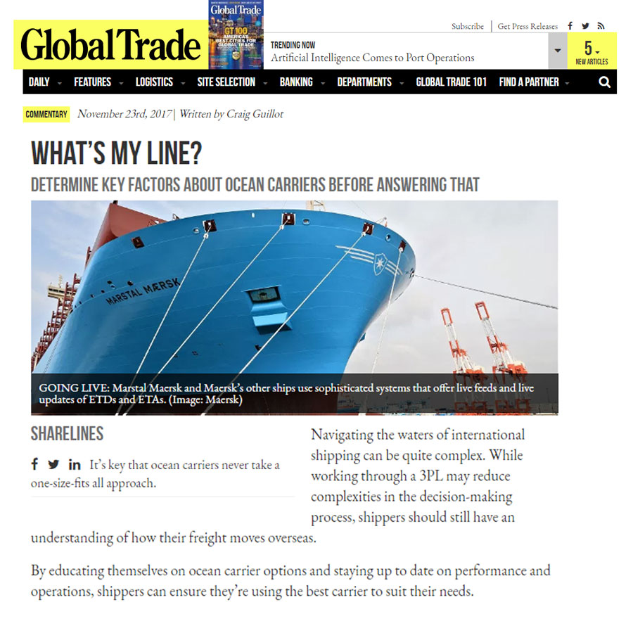 Logistics Plus Comments on Ocean Carrier Options Article