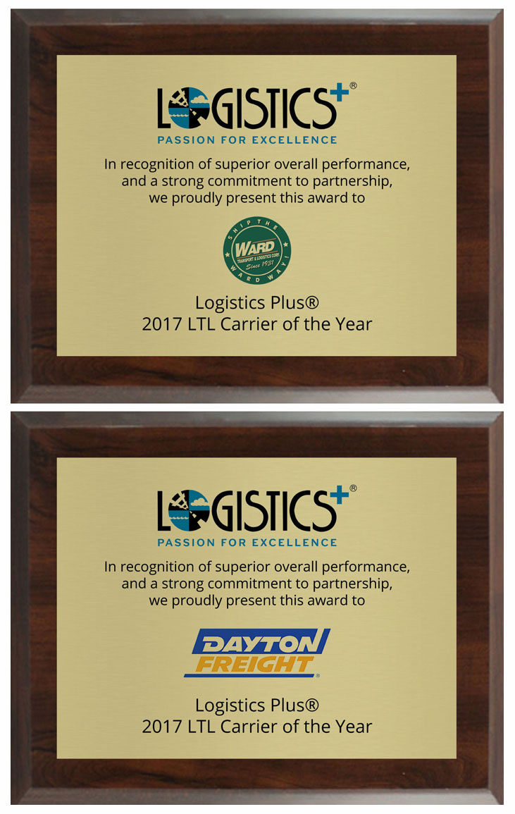 Logistics Plus Recognizes 2017 LTL Carriers of the Year