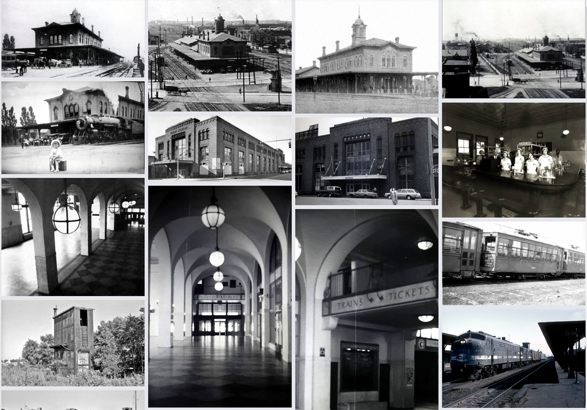 Erie Union Train Station Old Photo Collage