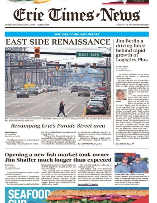 Jim Berlin and Logistics Plus Featured in Erie Times-News Newspaper