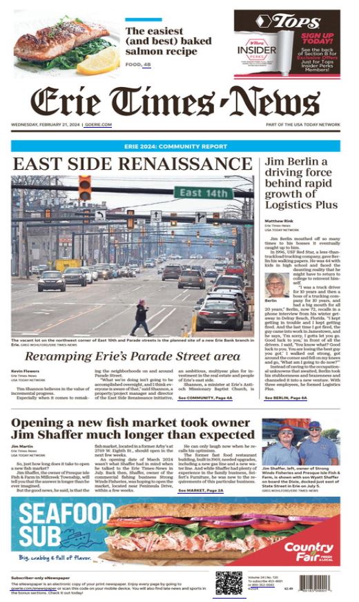 Jim Berlin and Logistics Plus Featured in Erie Times-News Newspaper