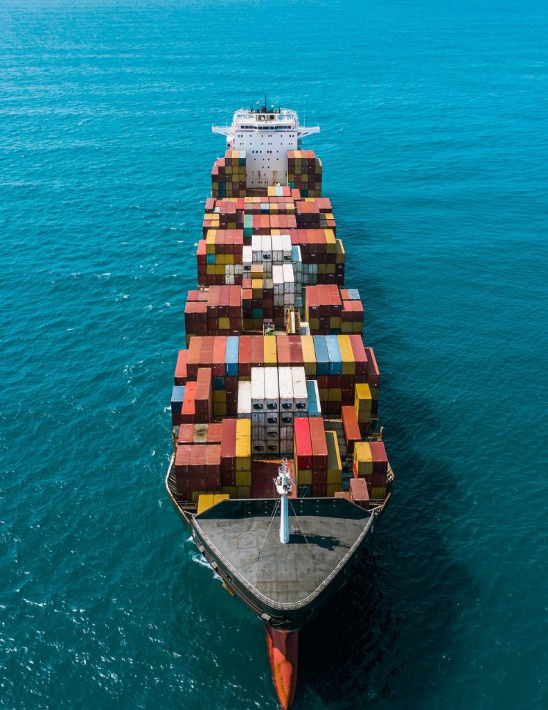 cargo ship going into a port